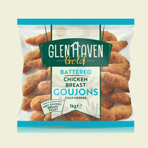 Glenhaven Gold Chicken Breast Battered Goujon 1kg