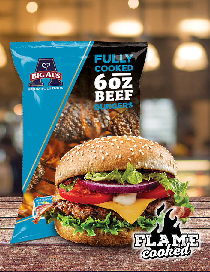 Big Al's Fully Cooked Beef Burger 6oz 16 Pack