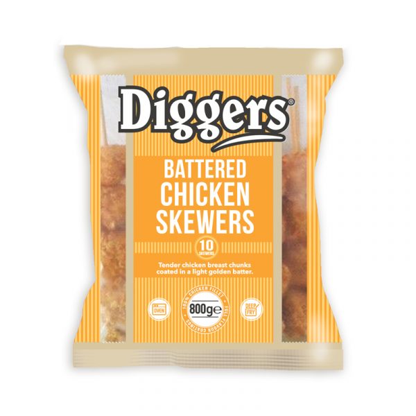 Diggers Battered Chicken Skewers 10 Pack 800g